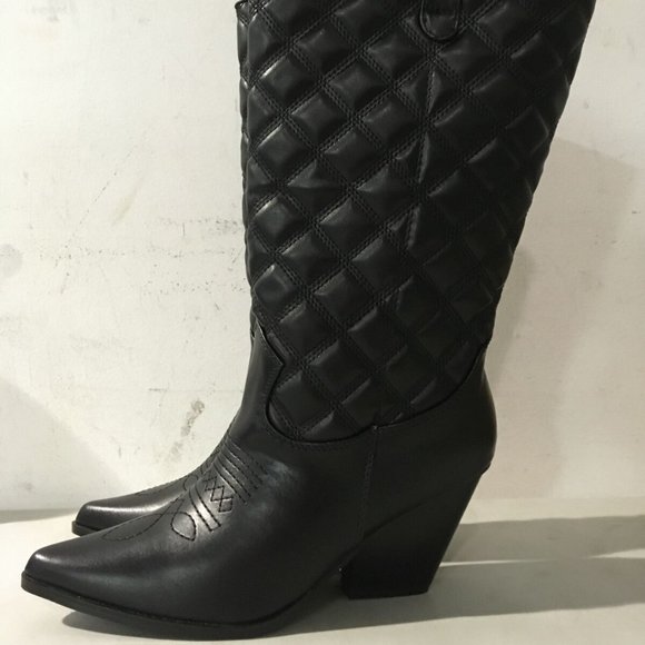 NWT CAPE ROBBIN BELASIMO QUILTED WESTERN POINTY TOE BLACK BOOTS 5.5, 6.5, 7.5 - Picture 8 of 13